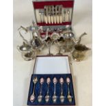 A selection of silver plated items.