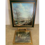 A Victor Elford (1911-2003)April sunshine, framed print also with another print. With frame W:78cm x