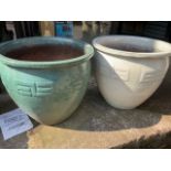 A Large pair of ceramic planters. W:45cm x D:45cm x H:40cm