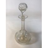 A Victorian cut glass and engraved decanter. Engravings of ferns to body and on stopperof decanter