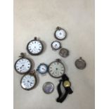 A quantity of silver and white metal packet watches and wrist watches A/F