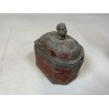 An 18th century lead Negro head tobacco box - paintwork worn W:14cm x D:9cm x H:14cm