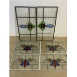 Four matching stained glass windows also with a pair. W:42cm x H:26cm