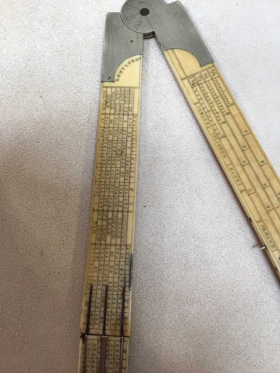An ivory folding ruler by L Routledge, Engineer, Bolton. H:61cm fully extended - Image 5 of 10