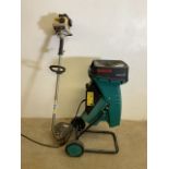 A Bosch garden shredder and a petrol strimmer. A.f