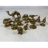 A Collection Burmese interesting brass animals, warthogs, monkeys, camels and more..