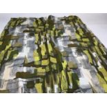 2 pairs of vintage circa 1960 curtains in green, lime and grey print by Gaiety fabrics. Look to be