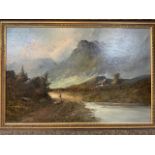 Oil on canvas signed A.H.Perriey and dated 08. 1908 in gilt frame. W:76cm x H:50cm