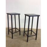 A pair of industrial work stools W:34cm x D:34cm x H:83cm