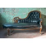 19th century chaise longue. 164cm x 90cm x 89cm One castor absent.