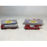 Dinky Foden flat truck with box. Both in played and used condition also with Dinky 956 Turntable