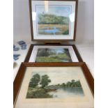 Three large prints to include a modern print by S.M.Sax and an early 20th century coloured print