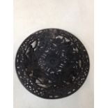 A cast iron decorative Coalbrookdale style decorative plate W:21cm x H:2.5cm
