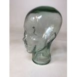 A pressed glass Art Deco style phrenology head H:18cm