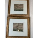 A pair of marine prints in gilt frames. W:40cm x H:36cm