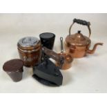 Copper kettle, biscuit barrel etc