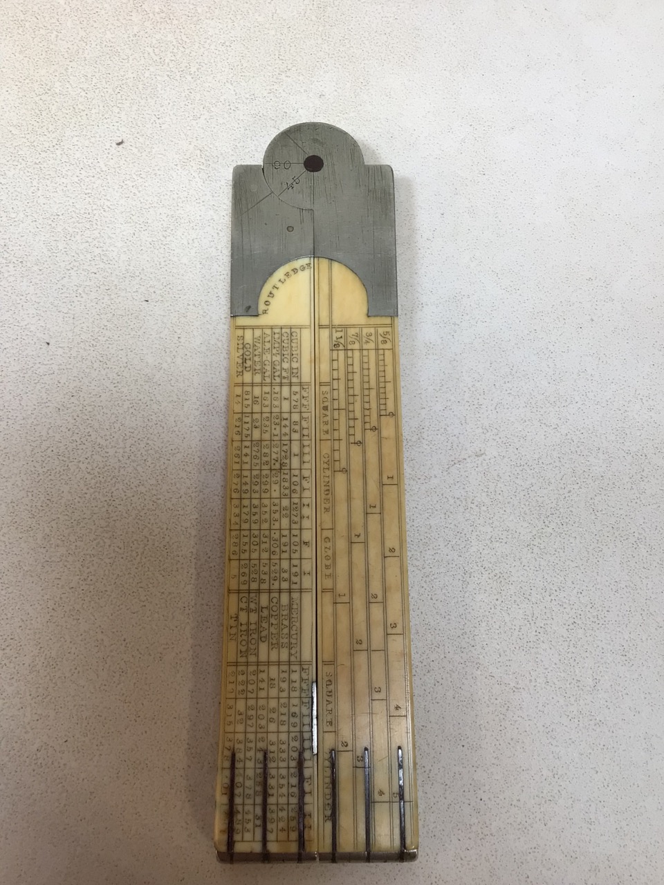 An ivory folding ruler by L Routledge, Engineer, Bolton. H:61cm fully extended - Image 2 of 10