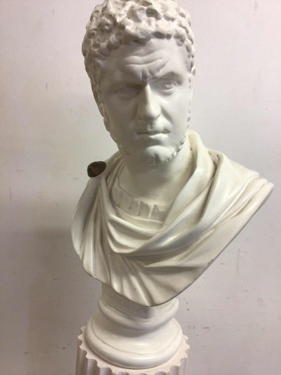 A plaster bust of Ciceroni on a pillar. H:150cm - Image 2 of 6