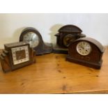 Four large mantle clocks, Art Deco, Edwardian and 20th century.