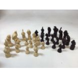 A Chess set with pieces styled as birds. 3 pieces have slight damage to beaks ( see photos ) Set