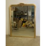 A large modern gilt framed mirror with shell and pearl decoration. W:124cm x H:155cm