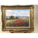 Deborah Poynton, South Africa, ( b. 1970) An oil on canvas of a poppy field in modern gilt frame W: