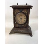 A JUF Mantel clock with metal painted case and striking mechanism to base A/F W:15cm x D:11cm x H: