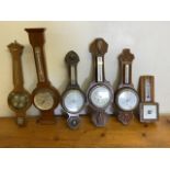 A Collection of six barometers.