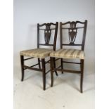 A pair of inlaid Edwardian style bedroom chairs. Seater height H:46cm