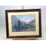 Evelyn Gray, Swiney (1875-1974) water colour of a mountain scene signed lower right E Swiney W: