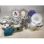 Mixed ceramics to include Royal Worcester Bridal Lace tea pot and dinner plates, Coalport car