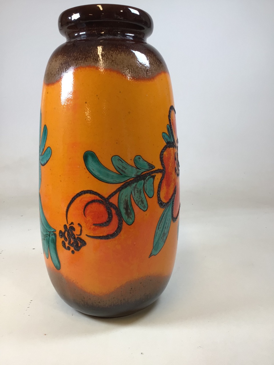 West German Fat Lava pottery floor vase model 284-53. Bright orange ground with orange and red - Bild 5 aus 6