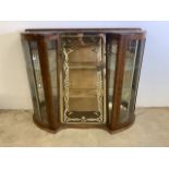 A Vintage early to mid 20th century glazed cabinet, curved doors to the sides with curved glass