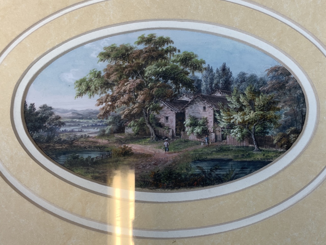 A pair of landscape watercolours in oval mounts and gilt frames. Aperture sizes W:13cm x H:8cm and - Image 3 of 5