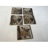 Five Minton Style Aesthetic Canna lily tiles W:15cm x H:15cm