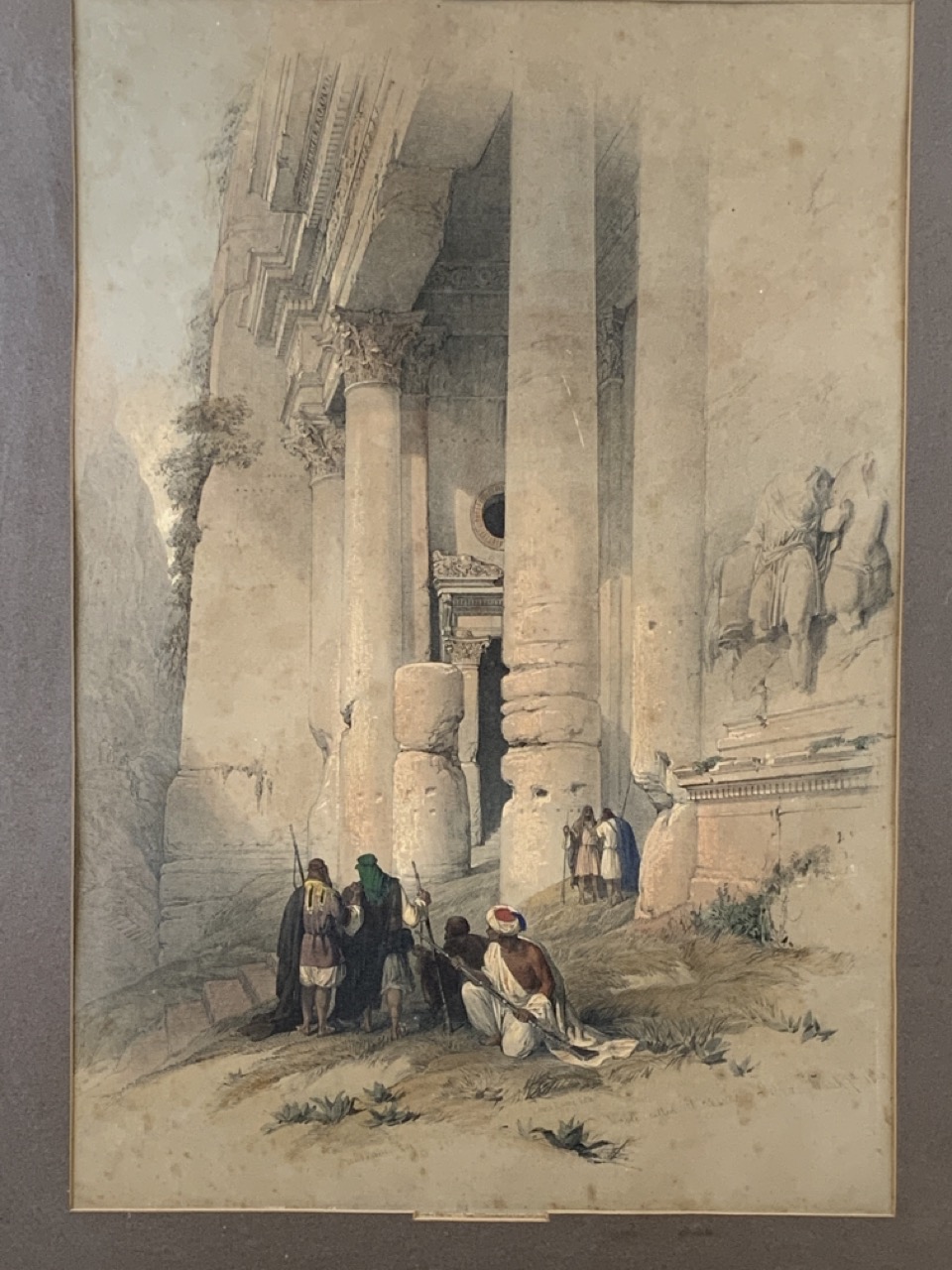 LOUIS HAGHE AFTER DAVID ROBERTS - Temple called El Khasne Petra, March 7th 1839, lithograph.