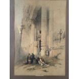 LOUIS HAGHE AFTER DAVID ROBERTS - Temple called El Khasne Petra, March 7th 1839, lithograph.