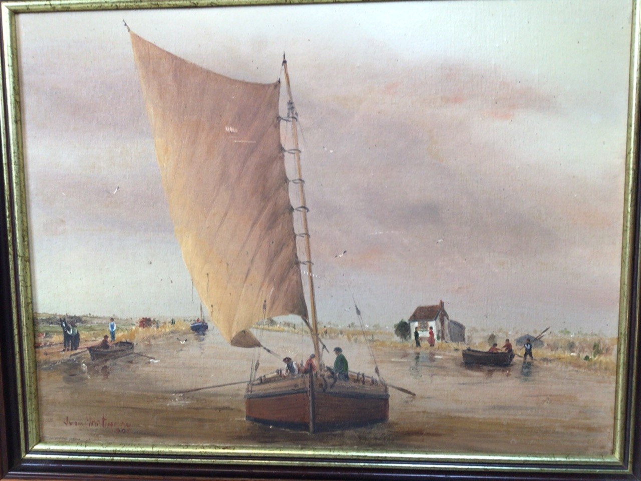 An oil on canvas of a Spiritsail barge near Topsham lock on the Exeter canal. Signed lower left - - Image 3 of 5