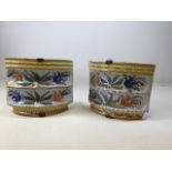 A pair of faience majolica wall sconces W:30cm x H:24.5cm