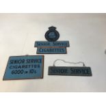 Advertising signs - 3 original Senior Service signs. Made of board W:28cm x H:31cm dimensions of