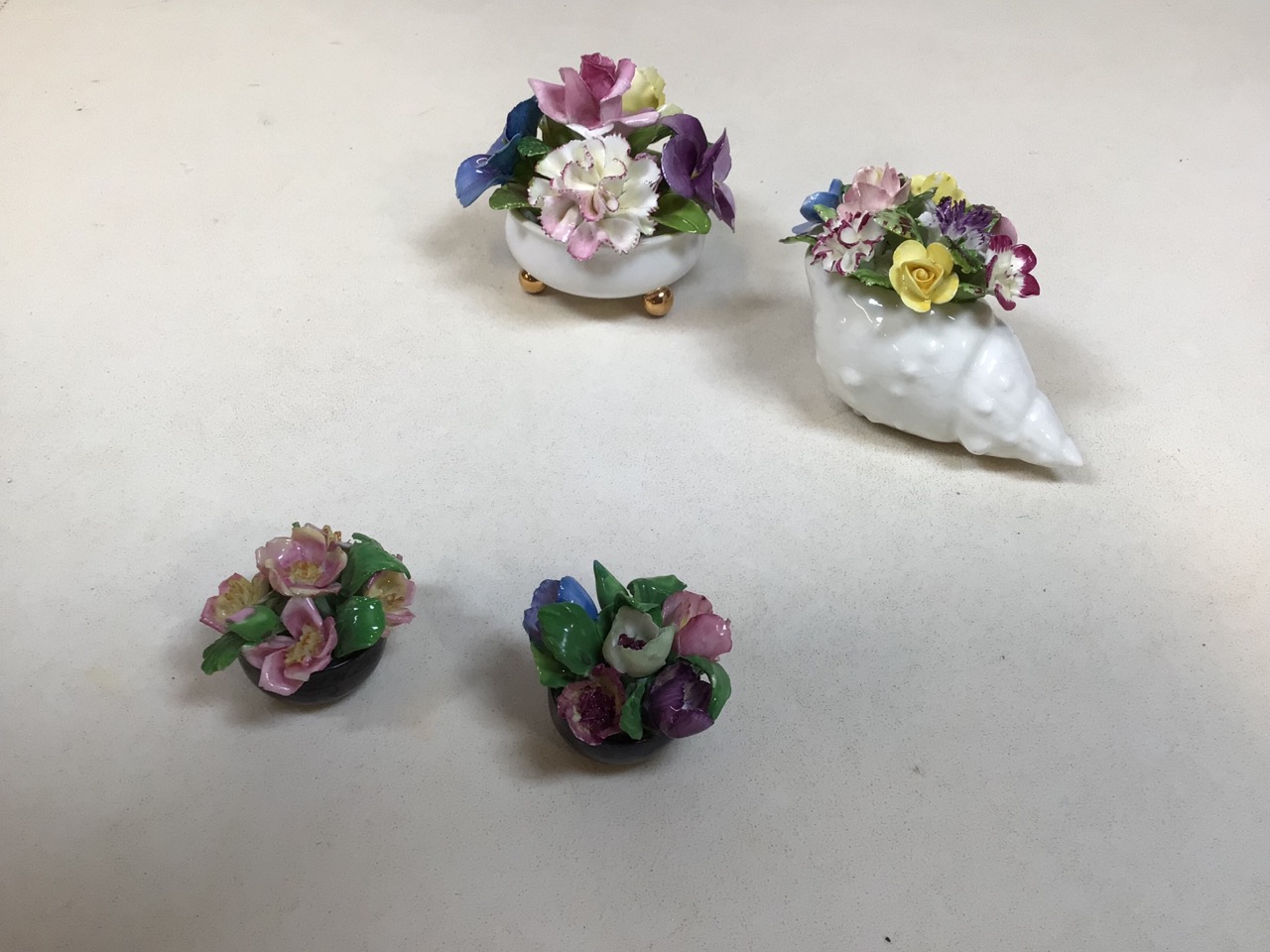 A Royal Adderley china posy shell also with two Coalport posies and one other (A/F) - Image 3 of 3