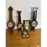 Five barometers, Dolland and Aitchison, Rototherm and others.
