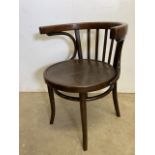 An early 20th century bentwood open arm Thonet style chair. Seat height H:48cm