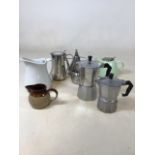 Two Espresso coffee makers with other kitchen items H:20cm Tallest espresso maker