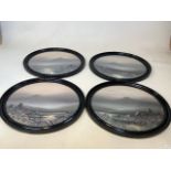 A set of 4 oval framed and glazed gouache paintings of moorlands. W:57cm x H:47cm