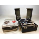 A Grundig portable reel to reel TK 18 machine together with Readers Digest Stereo