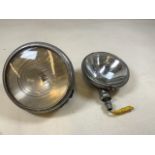 Two lucas car lamps - one stamped King of the Road W:22cm x H:22cm Dimensions of largest