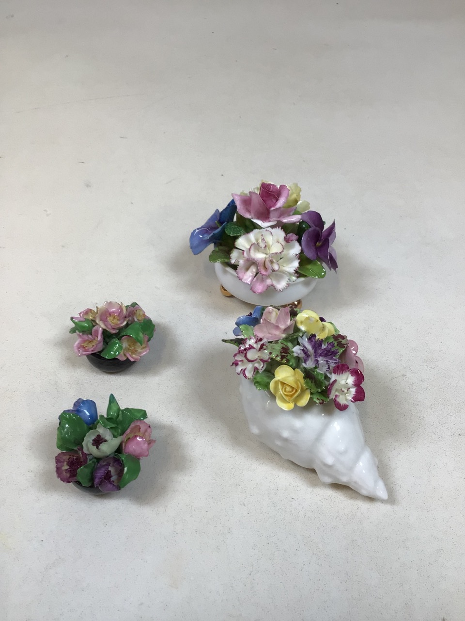 A Royal Adderley china posy shell also with two Coalport posies and one other (A/F) - Image 2 of 3