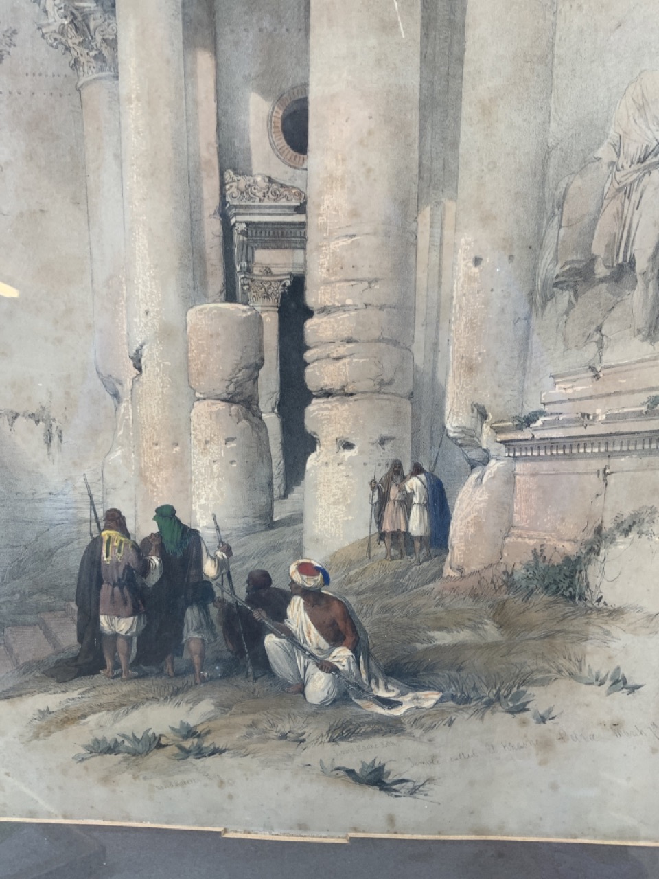 LOUIS HAGHE AFTER DAVID ROBERTS - Temple called El Khasne Petra, March 7th 1839, lithograph. - Image 6 of 8