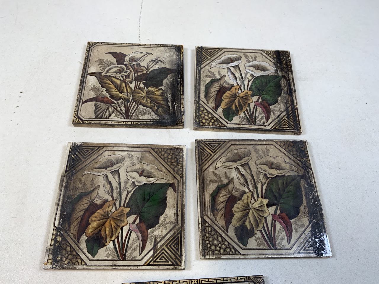 Five Minton Style Aesthetic Canna lily tiles W:15cm x H:15cm - Bild 2 aus 4